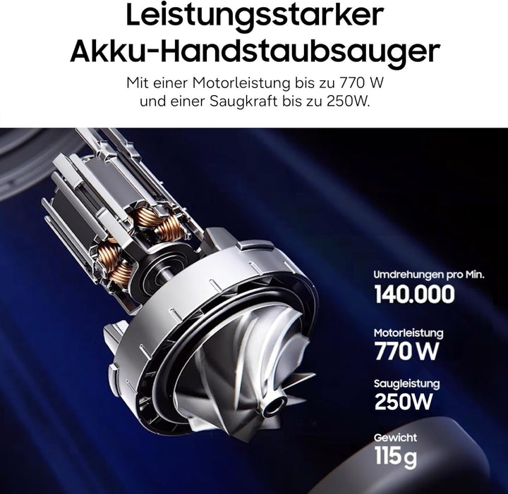 Samsung VS70H25XLG/WD Jet 85S PetPRO Akku-Staubsauger, Kabelloser leistungsstarker Handstaubsauger o