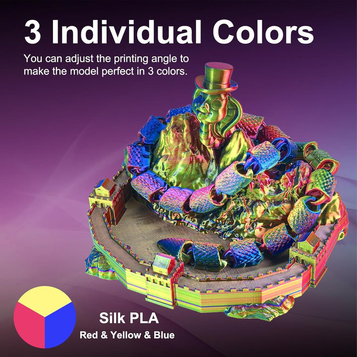 ERYONE Tri Color Silk PLA Filament 1.75mm, 3D Printer Filament PLA +/-0.03mm 1KG/Spool, Silk Rot Gel