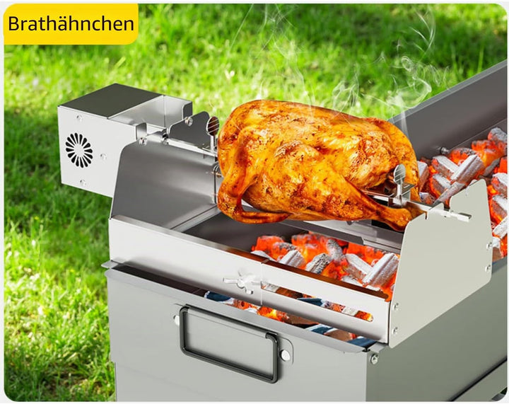 Nimomo Elektrische Grillspiesse, Rollender BBQ automatisch rotierender Rollgrillkorb-Ladeanschluss (