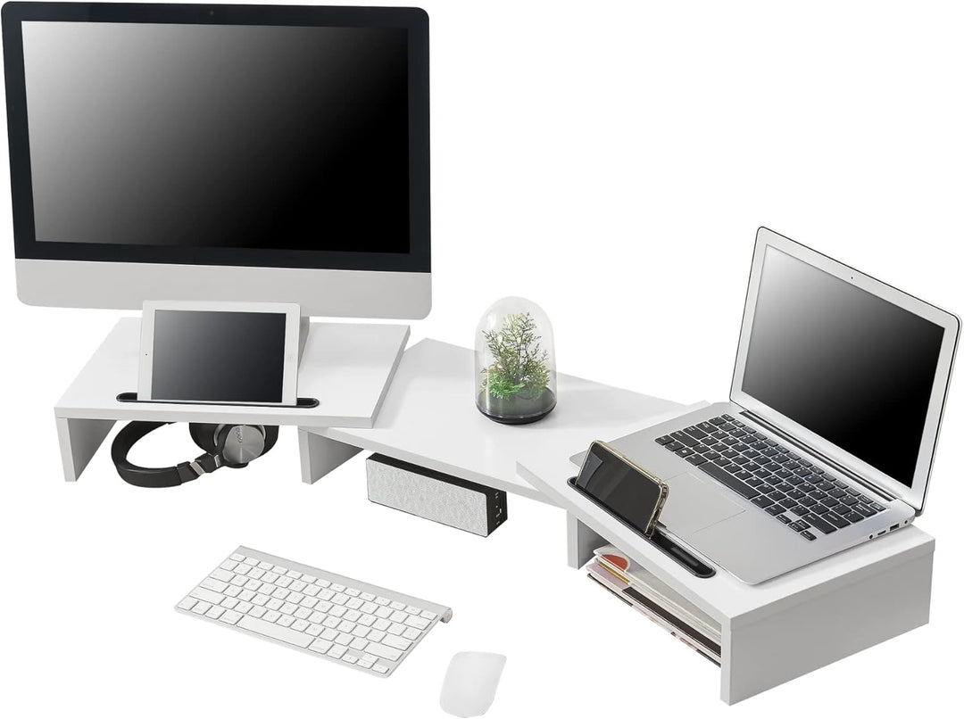 [en.casa] Monitorständer Vilppula Monitorerhöhung 79x27x10,5cm Bildschirmerhöhung mit Smartphone-Hal