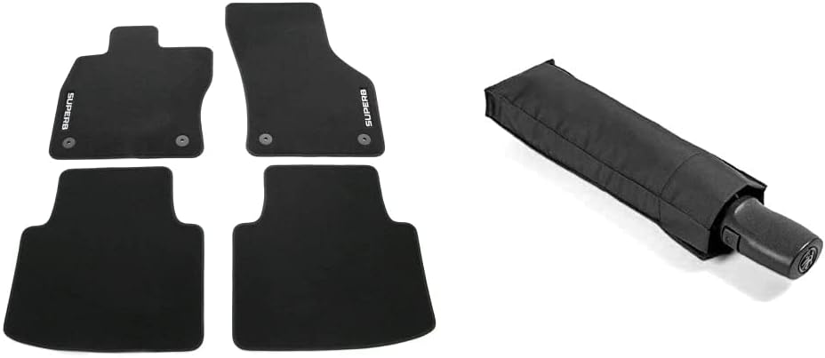 Skoda 3V1061404B Textil Fussmatten 4X Stoffmatten schwarz mit SUPERB Schriftzug & 000087600G9B9 Rege