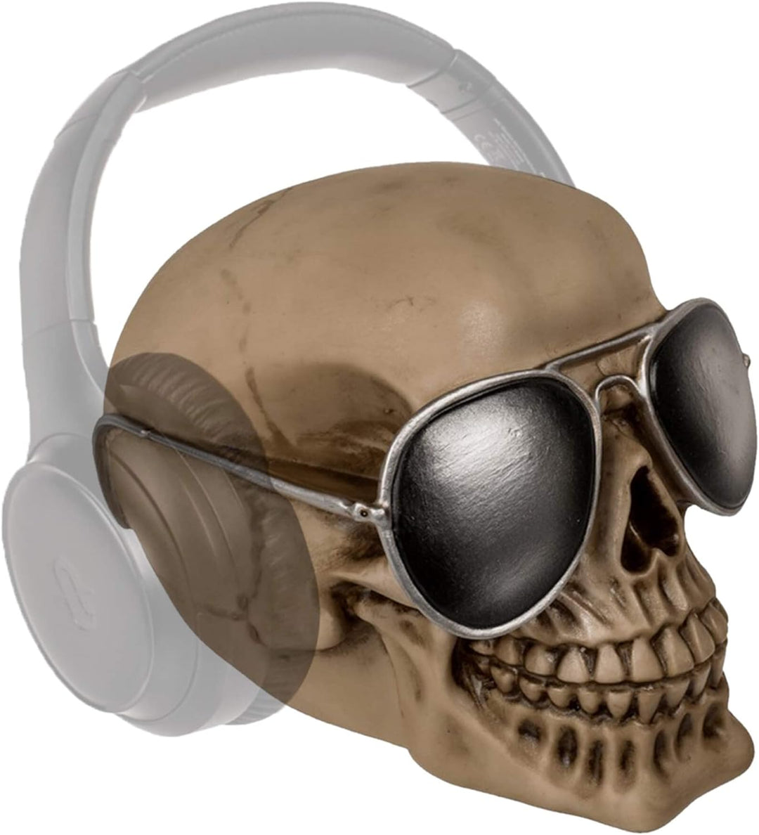 mtb more energy Deko XL Totenkopf Kopfhörerhalter ''Deadly Beats'' - 16x20x17 cm - Figur Dekoration