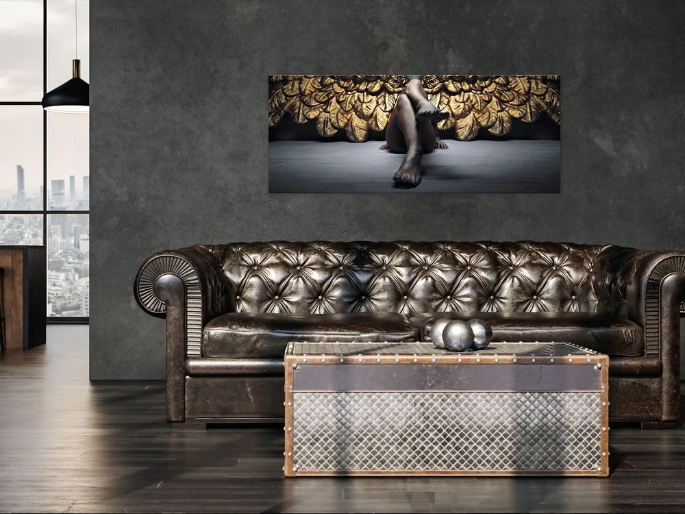 artissimo, Glasbild XXL, 125x50 cm Querformat, AG5387A, Fashion und Frauen: Akt Engel, Bild aus Glas