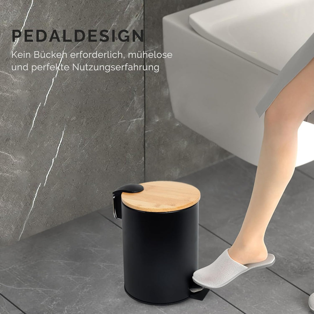 3L Kosmetikeimer Metall, Badezimmer Mülleimer mit deckel, Mülleimer Bad mit Absenkautomatik (Soft Cl