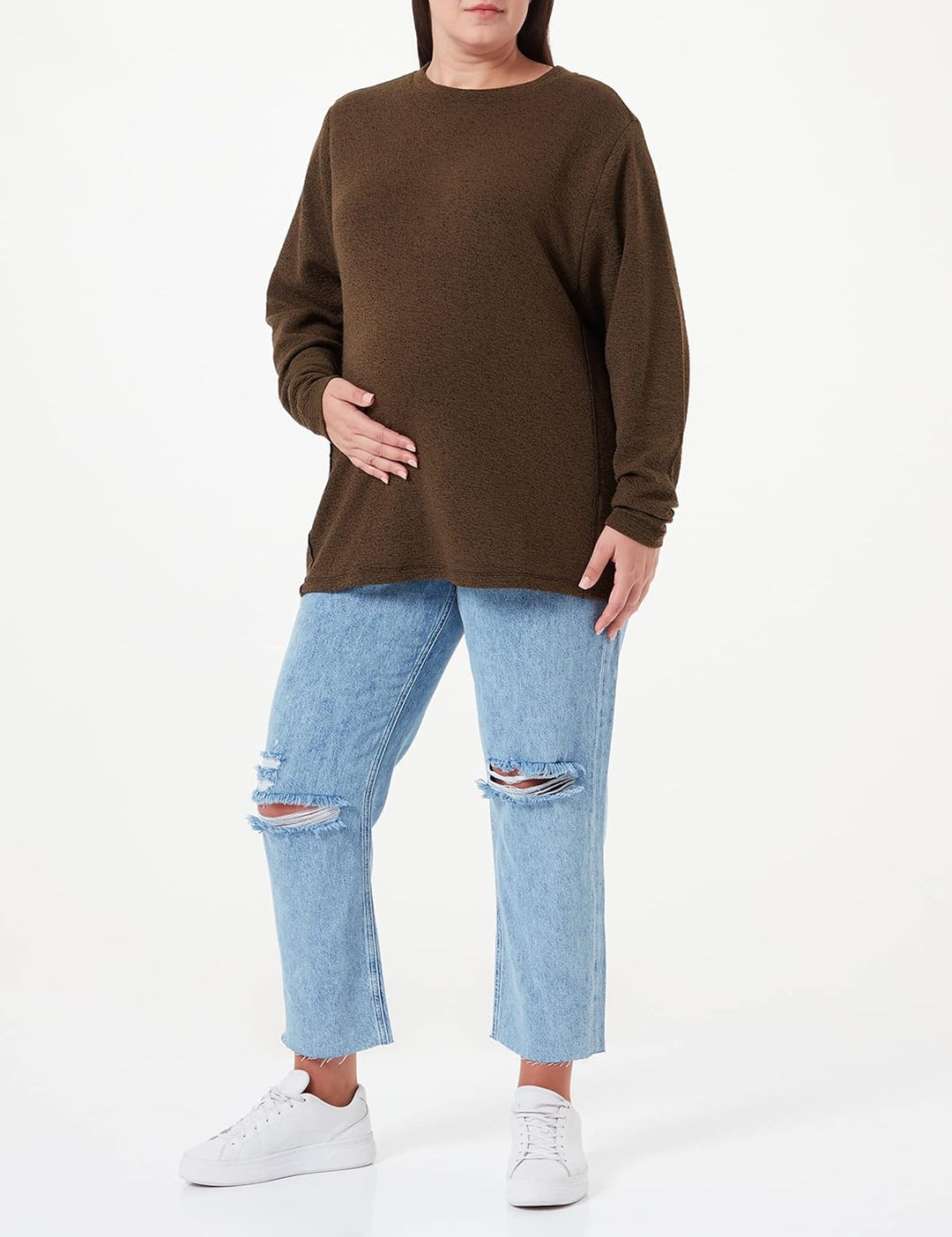 Noppies Damen Sweater Onarga Nursing Long Sleeve Pullover 36 Dark Olive - P981, 36 Dark Olive - P981