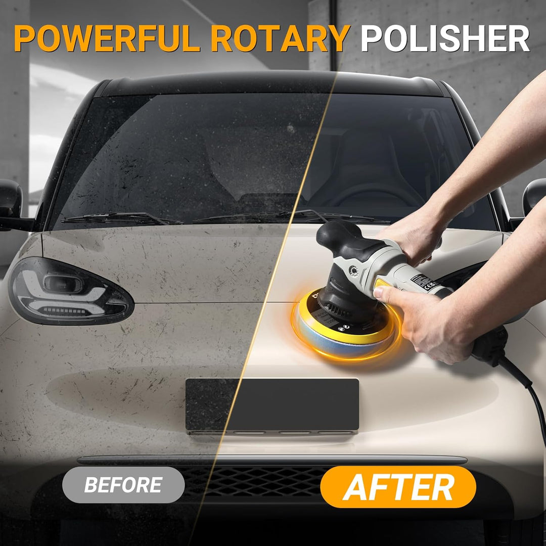 Exzenter Poliermaschine Auto 800W: DEKOPRO Doppelte Aktion poliermaschine Set mit 150MM Pad, 6-stufi