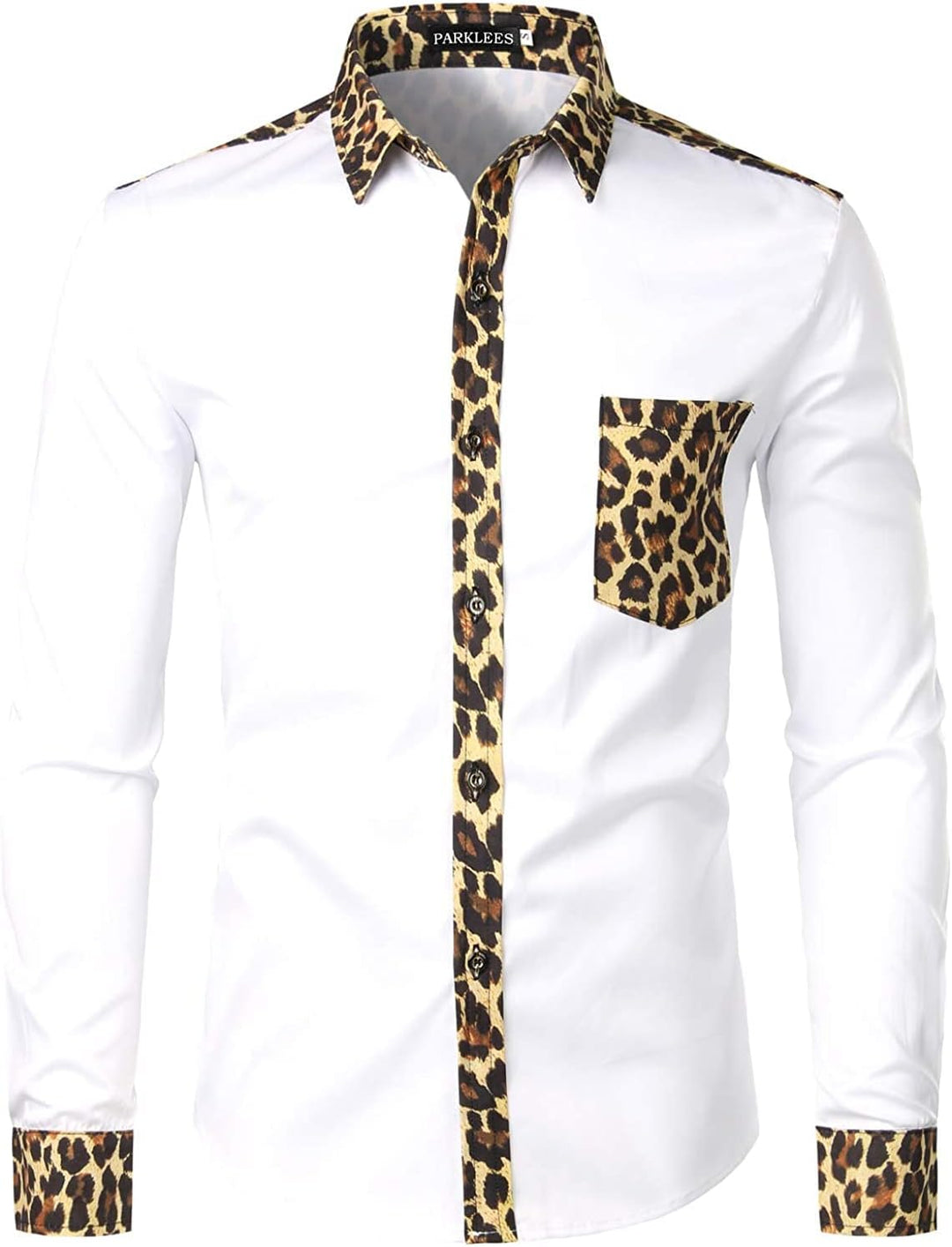 PARKLEES Herren African Tribal Grafik Patchwork Design Slim Fit Langarm Freizeithemd Party Shirt für