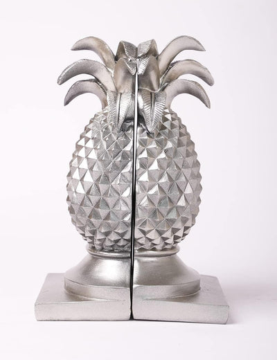 HAUCOZE Buchstützen Skulptur Ananas Dekor Tisch Statue Arts Polyresin Geschenk Silber Figuren 26cm,