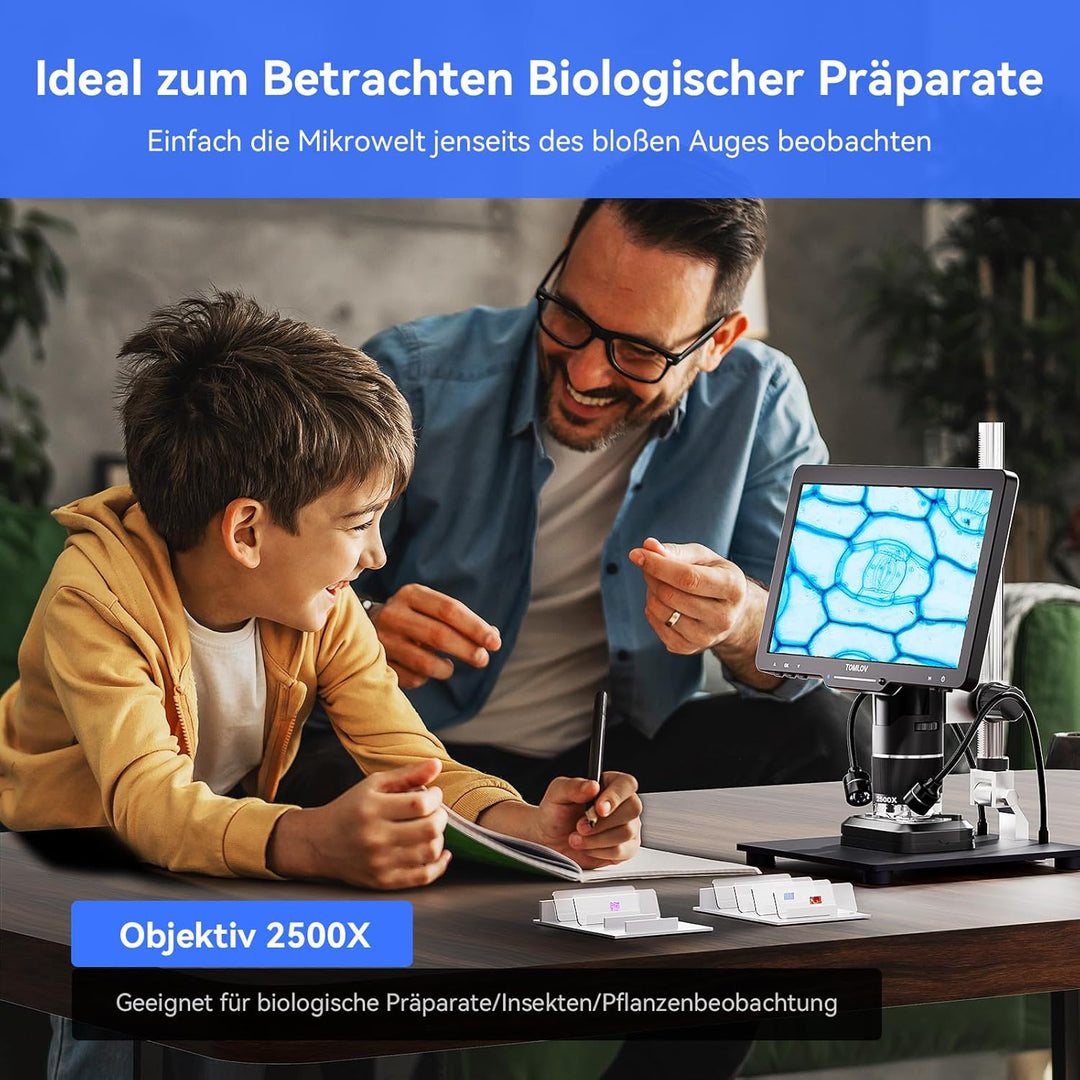 TOMLOV TriL110 3 Objektiv 2K HDMI Digitales Mikroskop, 10,1" Münzmikroskop für gesamte Münzen mit IP
