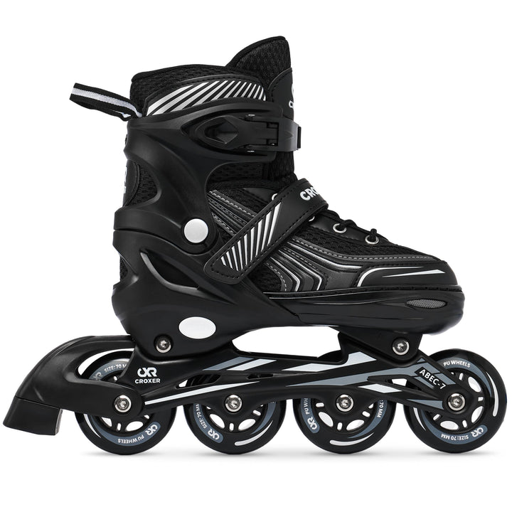 Optima Inline Skates Inliner für Kinder Erwachsene verstellbar 35-38 (21cm-23cm) Schwarz, 35-38 (21c