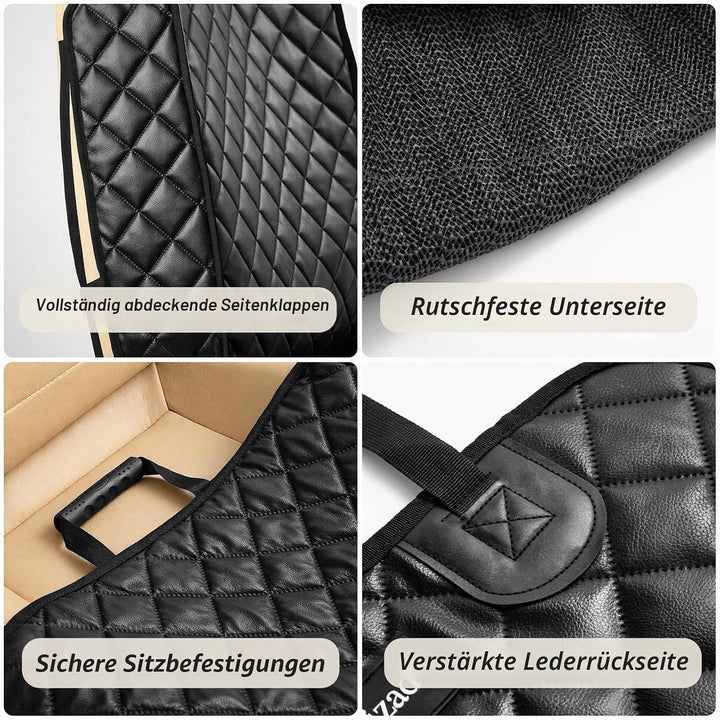 Vordersitzbezug aus PU-Leder, Vollschutz, Hundeautositzbezug mit Seitenklappen, wasserdicht, rutschf
