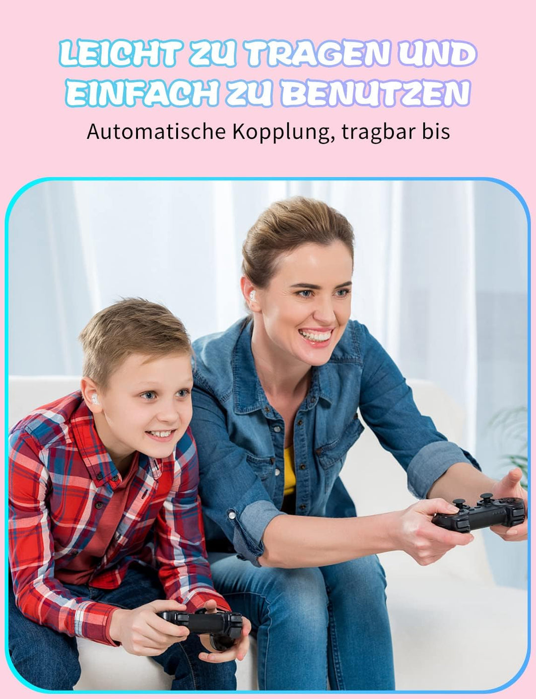 Togetface Bluetooth-Ohrhörer – Rosa Kinder-Ohrhörer – Schulgeschenk für Kinder, 36 Stunden Spielzeit