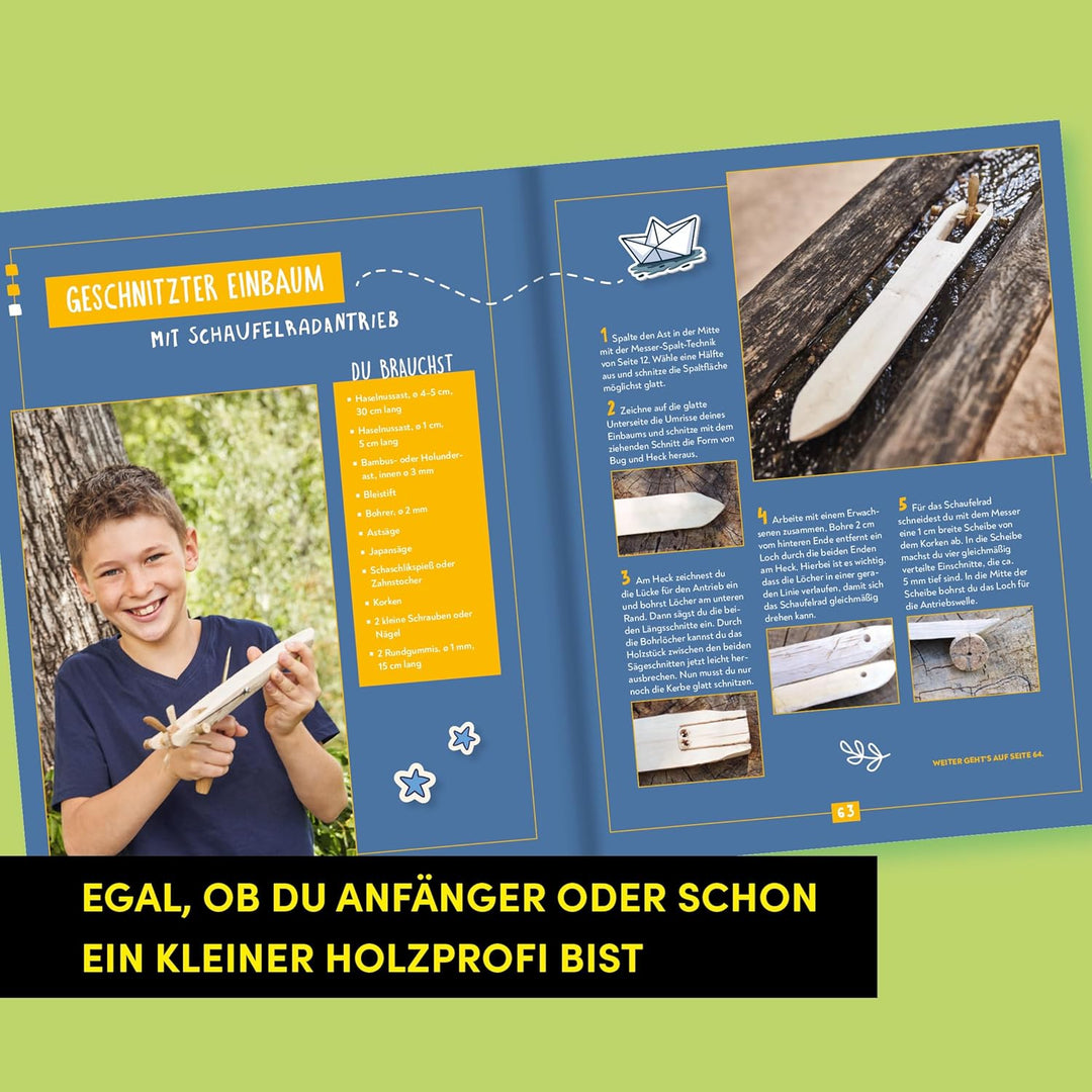 Kreativstart Kids Schnitzen. Anleitungsbuch und Material: 25 Modelle Schritt für Schritt erklärt. Mi