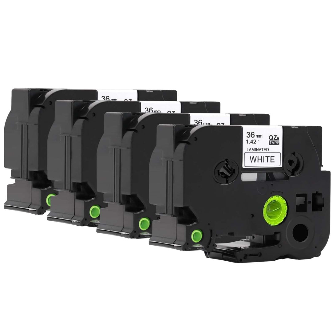 Molabel 4pack TZe-261 Black on white compatible with Brother equipment tape for Brother Pt-530, Pt-5