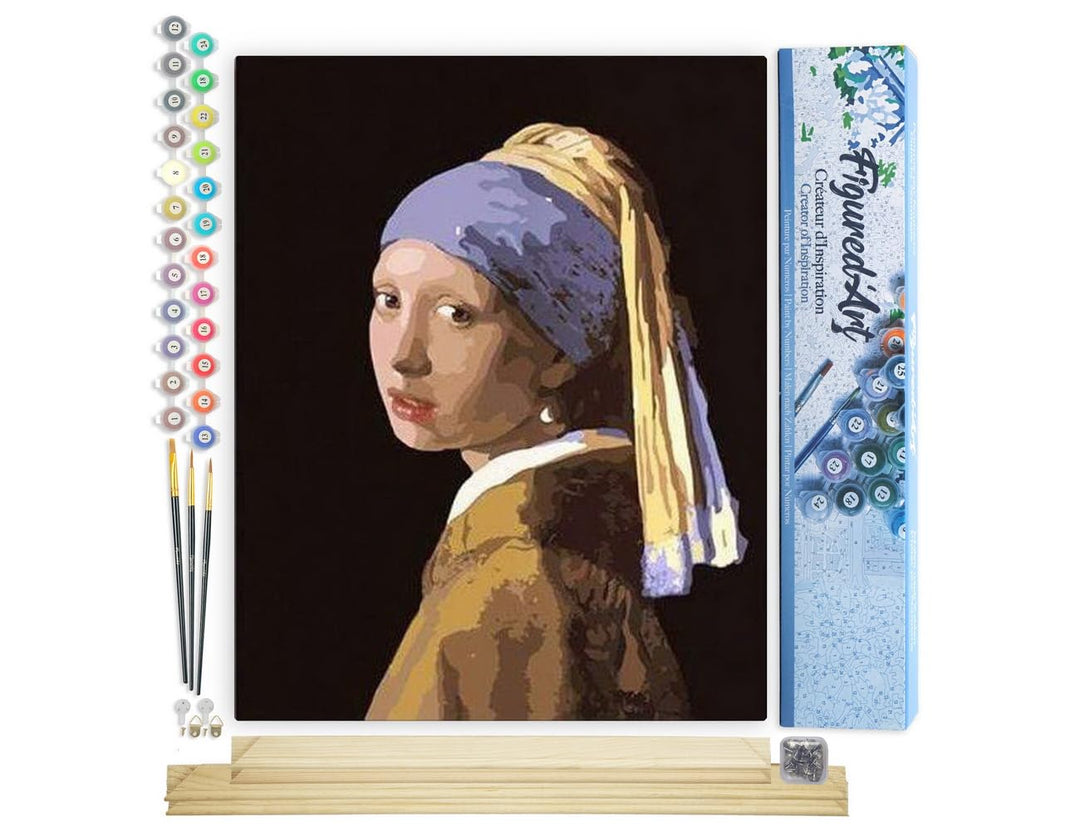 Figured'Art Malen Nach Zahlen Erwachsene Mit Rahmen Vermeer - Mädchen mit dem Perlenohrring - Paint