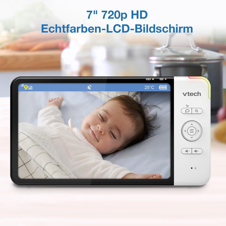 Vtech RM7764HD Babyphone mit Kamera 1080p WiFi Remote Access, 7 Zoll Video Baby Monitor, 360° Schwen