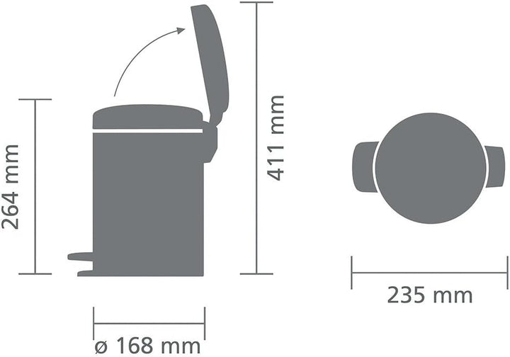 Brabantia 112126 Treteimer mit Inneneimer aus Kunststoff, stahl, Weiss, 3 Liter, Weiss 3 Liter White