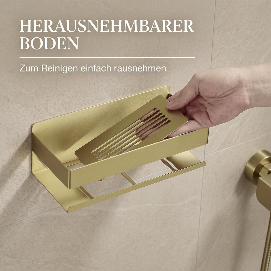 DEKAZIA® Duschablage Gold Wandregal Gold Duschregal ohne Bohren Gold Badezimmer Ablage Gold Dusche B