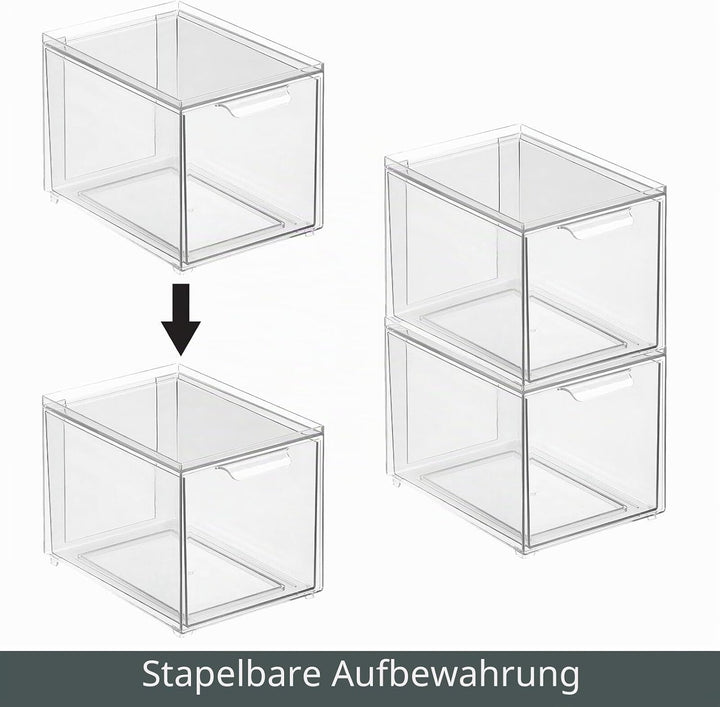 mDesign Kosmetikorganizer – stapelbare Schubladenbox aus Kunststoff – praktische Box zur Aufbewahrun