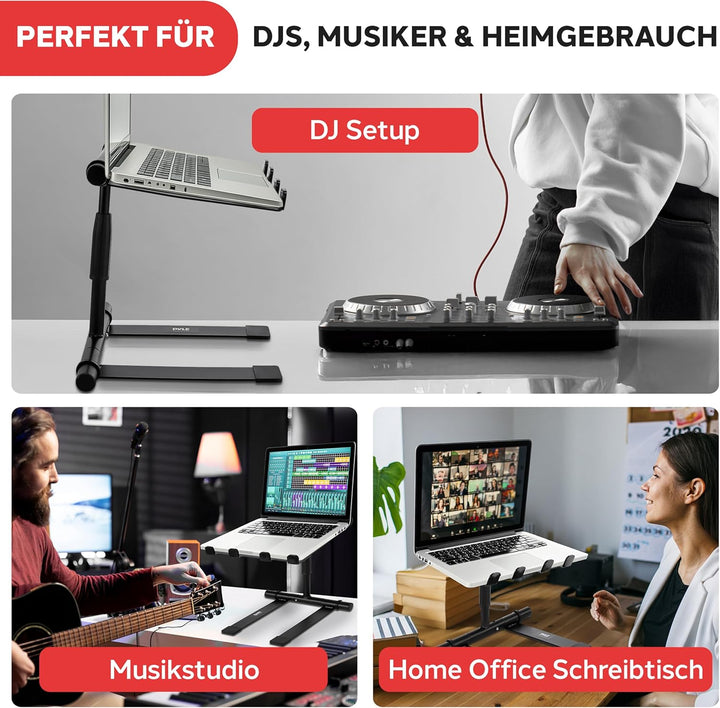 pyle Tragbarer, klappbarer Laptop-Ständer – Stehtisch mit verstellbarem Winkel, Faltbarer Höhe und 4