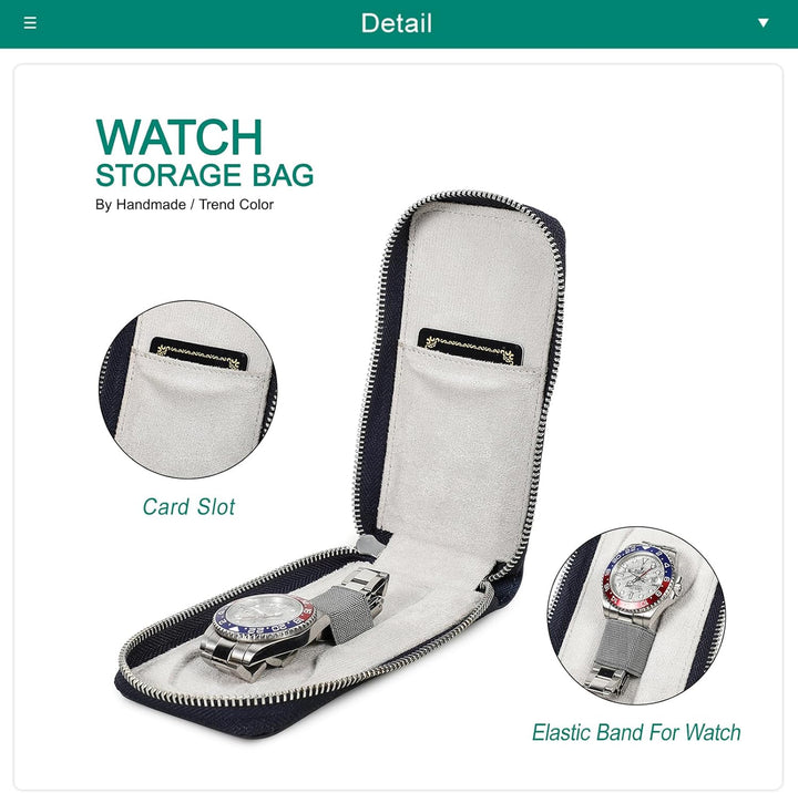 Hiram Uhrengehäuse Saffiano Leder Uhrenaufbewahrungsbox für 1 Uhr, Tragbar Uhren-Reiseetui für Herre