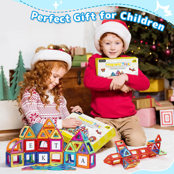 ECHOCUBE Magnetic Building Blocks Set 70PCS - Educational Magnet Tiles mit Hellen Farben, Kinder Con