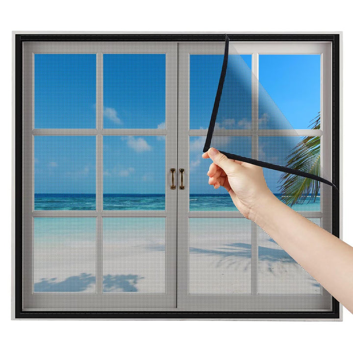 Fliegengitter Selbstklebend Ohne Bohren 50x70cm Schwarz Kippfenster Dachfenster mit Rahmen Ohne Bohr