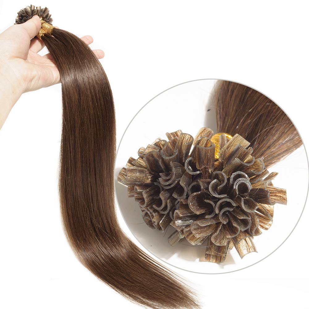 SEGO Bondings Extensions Echthaar 0.5g/Strähnen Haarverlängerung Keratin U-Tip Glue 200 Strähnen 100