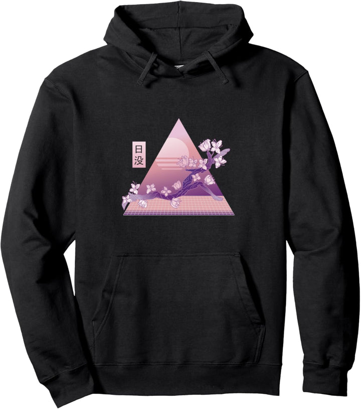 Japanische Vaporwave Cherry Blossom Tree Mashup Grafik Pullover Hoodie