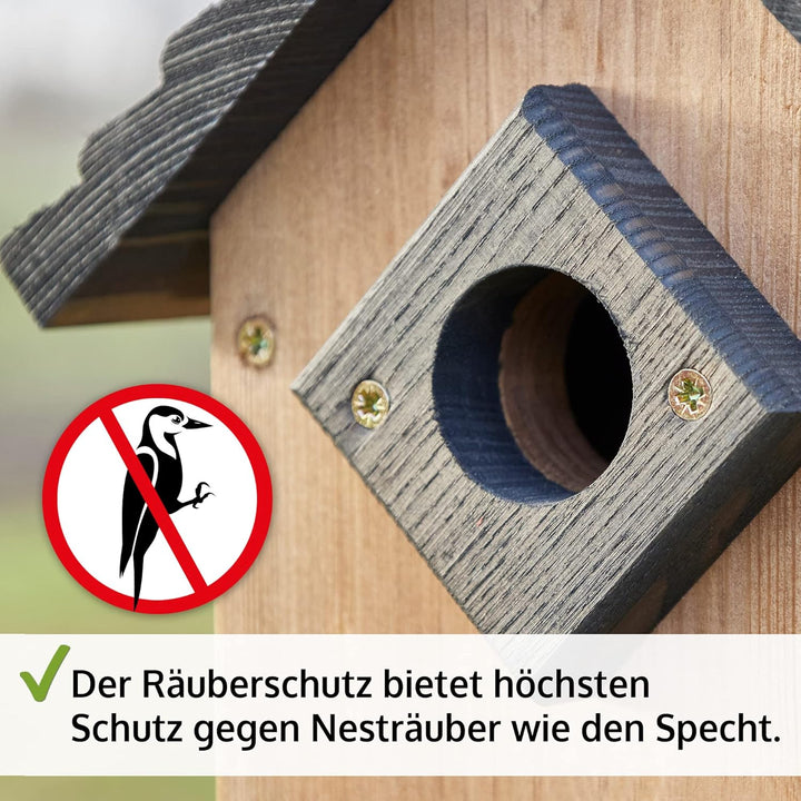 zooprinz Stabiler Nistkasten für Wildvögel/Gartenvögel - mit sicherem Schutz gegen Nesträuber – witt