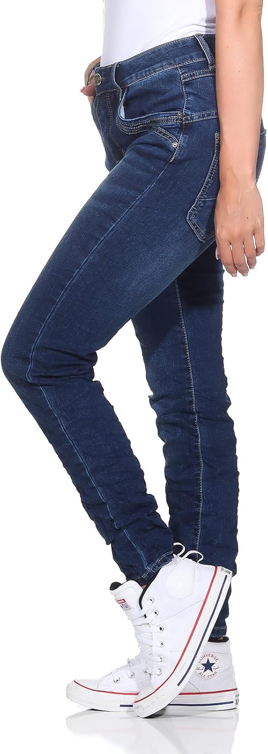 Karostar Denim Hose Sweat Design Jogginghose Boyfriend Jeanshose Stretchjeans Kordelzug 89 36W Dunke