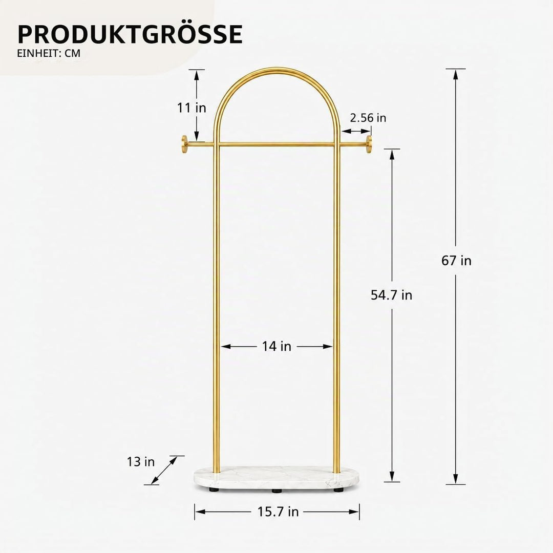 Small Clothes Rail Kleiderständer mit Marmorsockel, Heavy Duty Coat Rail Freistehend für Schlafzimme