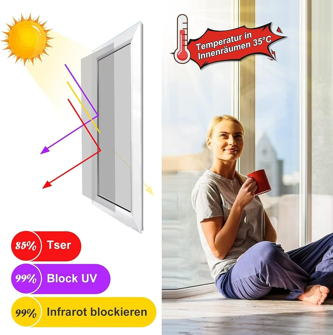 Cycbiki UV400 Schutz Spiegelfolie Fenster Sichtschutz 45 * 400cm reflektierende Selbsthaftend Sonnen