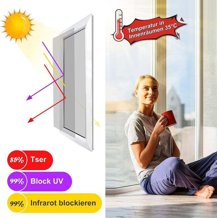 Cycbiki UV400 Schutz Spiegelfolie Fenster Sichtschutz 45 * 400cm reflektierende Selbsthaftend Sonnen