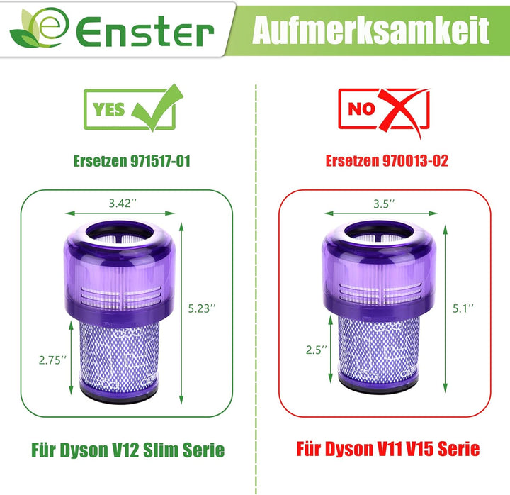 Hepa Filter für Dyson V12 Detect Slim Absolute Extra Waschbar 3 Stück V12 Filter Ersatzfilter Zubehö