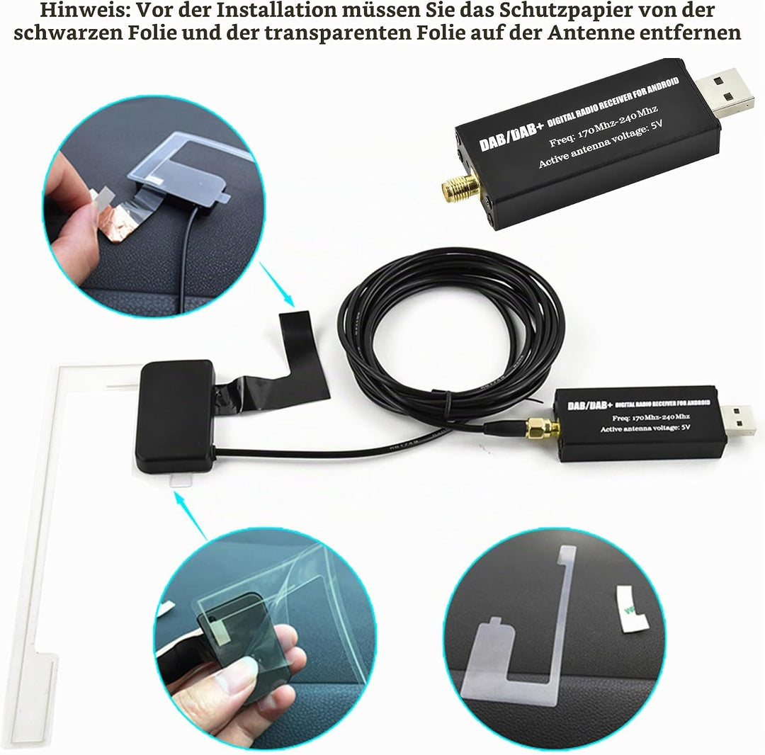 Rimoody DAB DAB+ Auto Empfänger Adapter DAB Antenne Digital für Autoradio Empfänger Adapter mit Ante