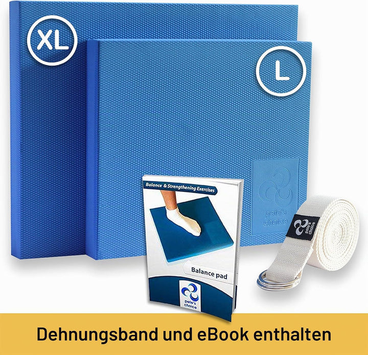 XL/L Foam Balance Pad - Dehnungsgurt und eBook inkl. | Extra grosses Balancekissen für physiotherape