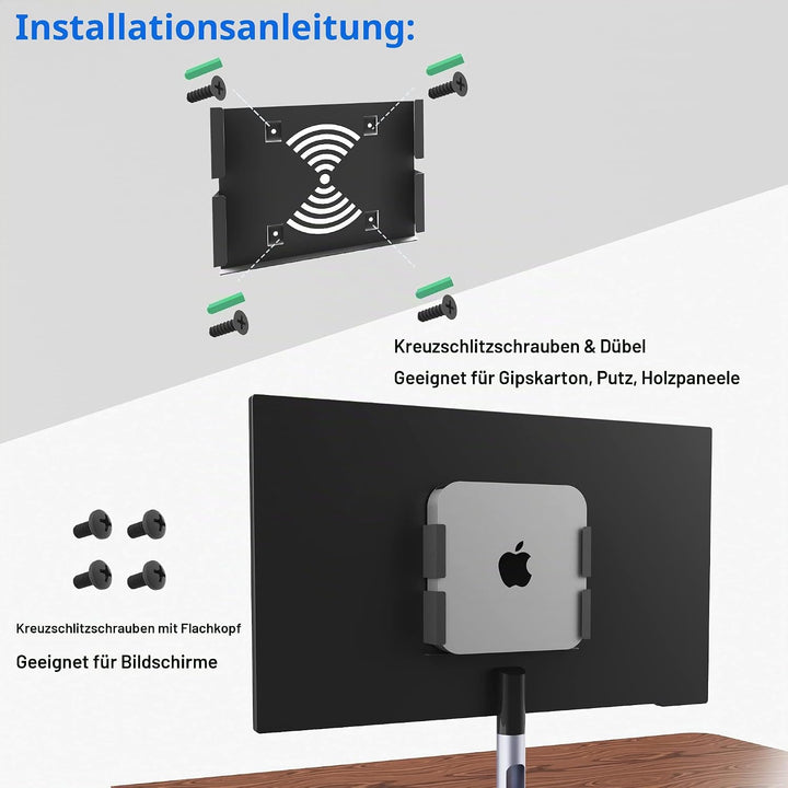 Hikig Mac Mini Halterung, Benutzerdefinierte Mac Mini Halterung aus Metall – Mac Mini Wandhalterung,