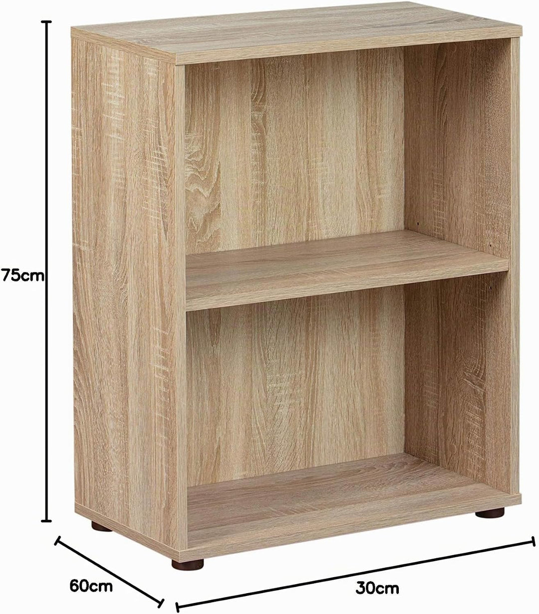 Bücherregal Standregal 2 Fächer Höhenverstellbare Böden Holzregal Wohnzimmer Arbeitszimmer Büro Pari