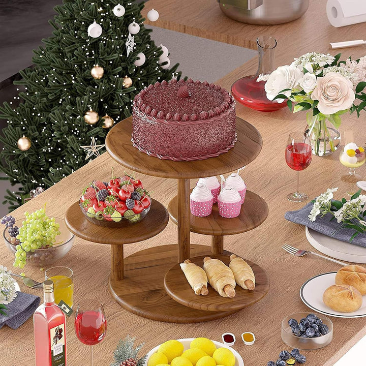 NEWFUN Cupcake Ständer, Etagere Holz, Etagere 4 Etagen für Cupcakes, Tortenständer aus Holz Servierp