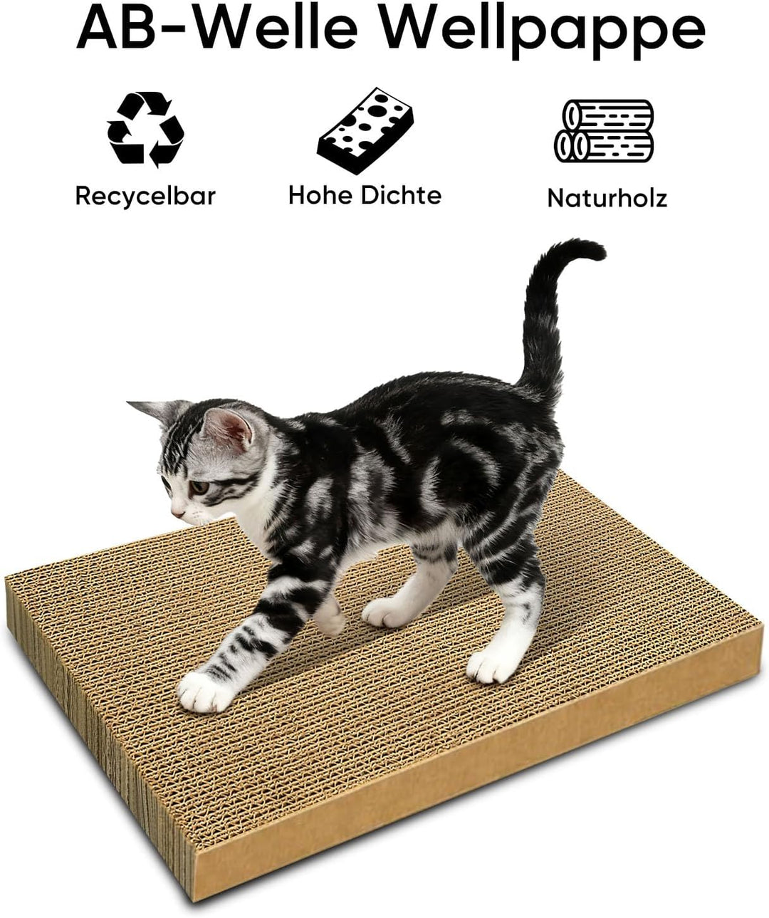 Kratzpappe für Katzen, 5er-Pack Ersatzpads aus Wellpappe, grosses Kratzbrett für Wohnungskatzen und