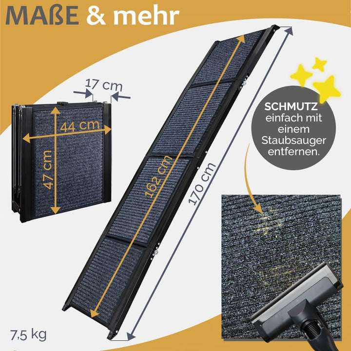 Petigi Hunderampe Hundetreppe, Auto Rampe Einstiegshilfe für Hunde Modell 03 - 170 cm, Modell 03 - 1
