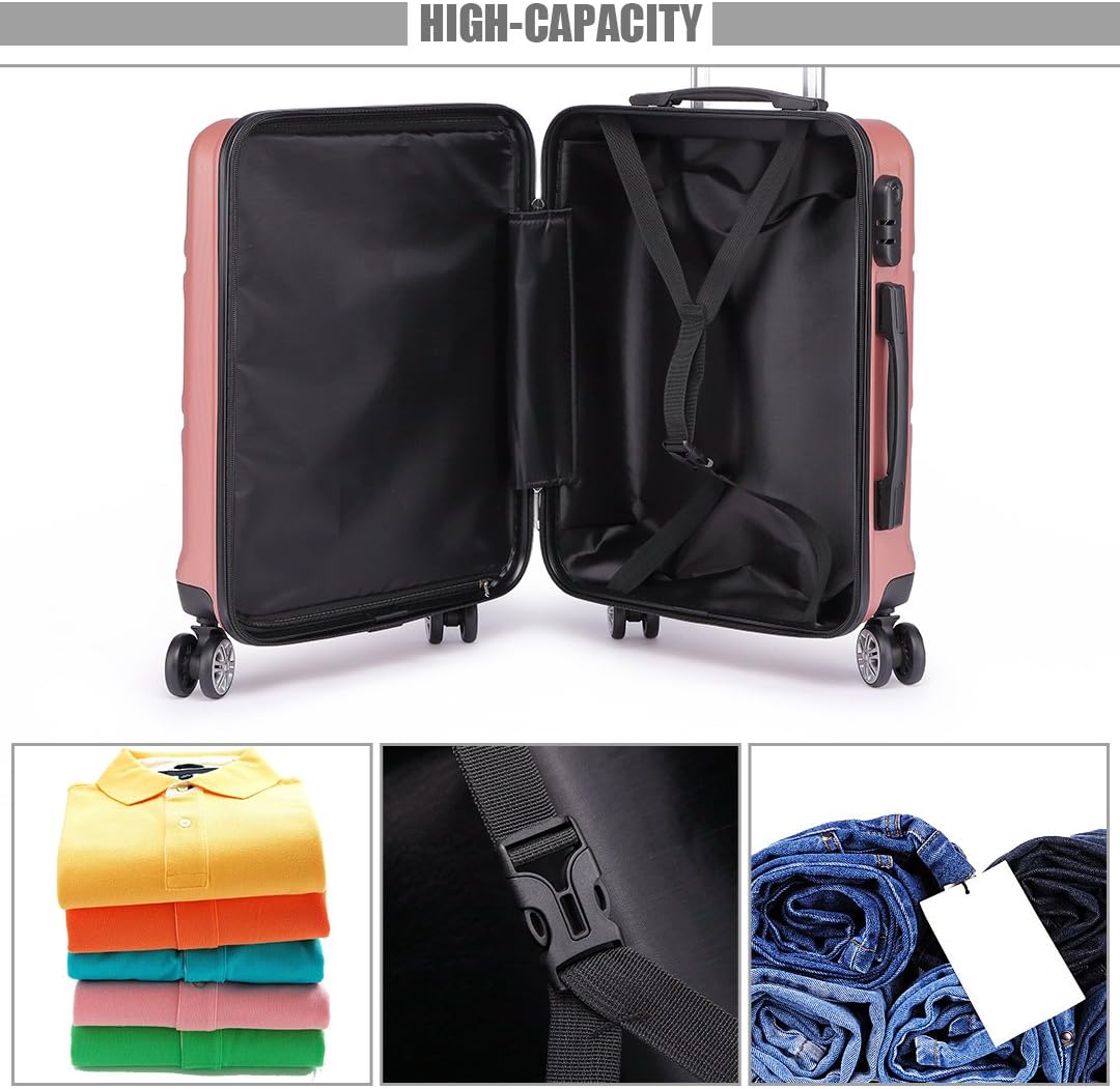 Kono 3er Kofferset PC Hartschalen-Koffer Reisekoffer Trolley Rollkoffer Set Reisekofferset ABS-M/L/X