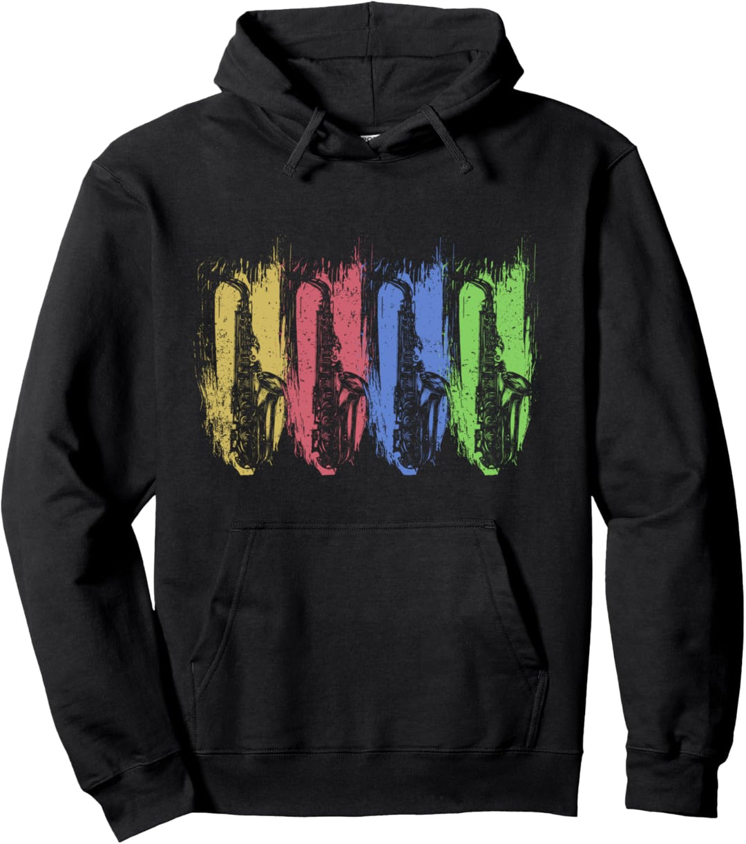 Retro Saxophon Pullover Hoodie