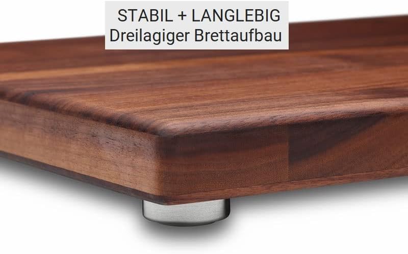 Schneidboard Schneidebrett-Set Nussbaum - Schneidebrett & Zwiebelbrett - Made In Germany - 45x29x3,8