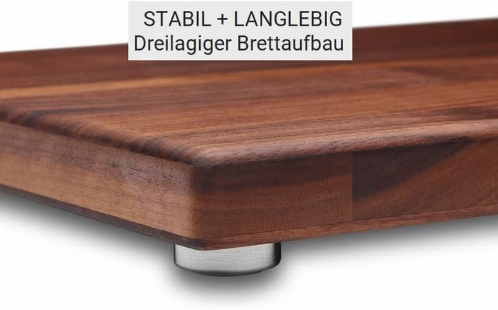 Schneidboard Schneidebrett-Set Nussbaum - Schneidebrett & Zwiebelbrett - Made In Germany - 45x29x3,8