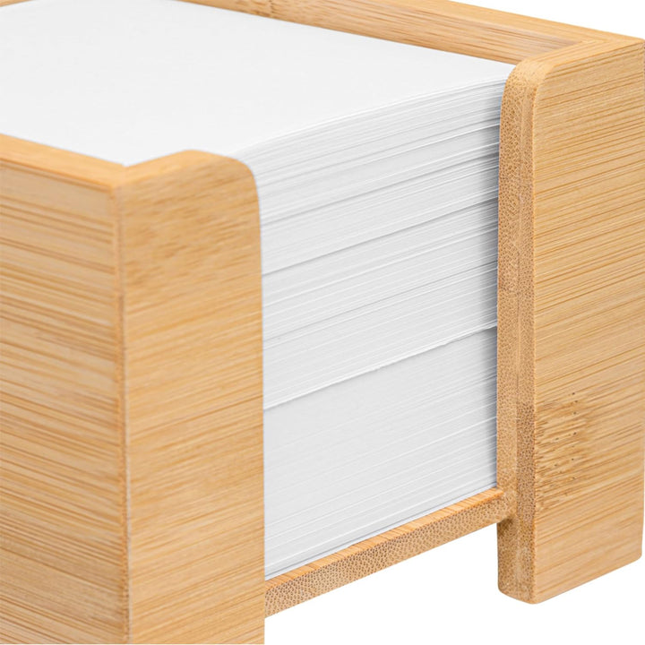 Zettelbox Bambus, nachhaltiger Zettelkasten Holz, Notizzettel Halter, 900 Blatt holzfreies Papier 70