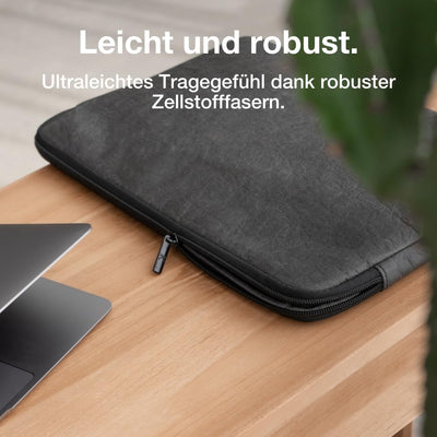 Woodcessories - Nachhaltige Laptoptasche kompatibel mit MacBook 15-16 Zoll Hülle Schwarz - aus Papie