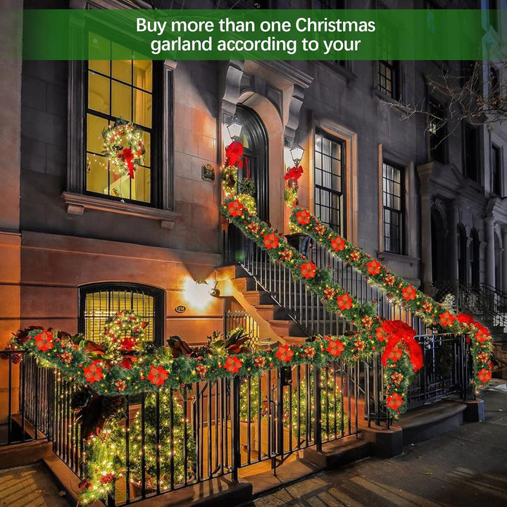 Tannengirlande mit Beleuchtung - 270cm Weihnachtsgirlande mit Beleuchtung 4m 30pcs Warmen LED Lichte
