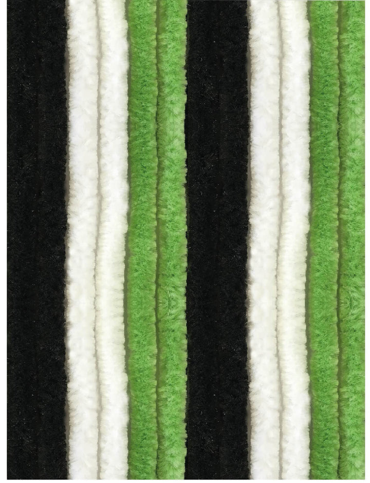 Arsvita Flauschvorhang 160x200 cm in Unistreifen schwarz - grün - weiss, Perfekter Insekten- und Sic